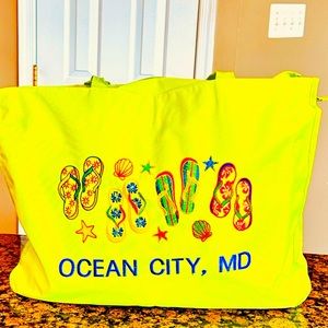 Gorgeous Summer Beach Bag With Detailed Logo Ocean City. Big Travel Bag .